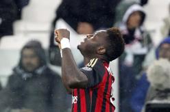 AC Milan's Muntari celebrates after scoring against Juventus during their Italian Serie A match in Turin